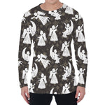 Angel And Snowflake Pattern Print Men's Long Sleeve T-Shirt