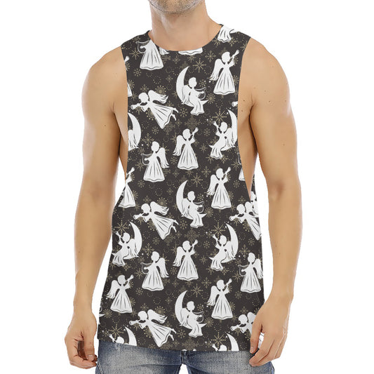 Angel And Snowflake Pattern Print Men's Muscle Tank Top