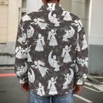 Angel And Snowflake Pattern Print Men's Shirt Jacket
