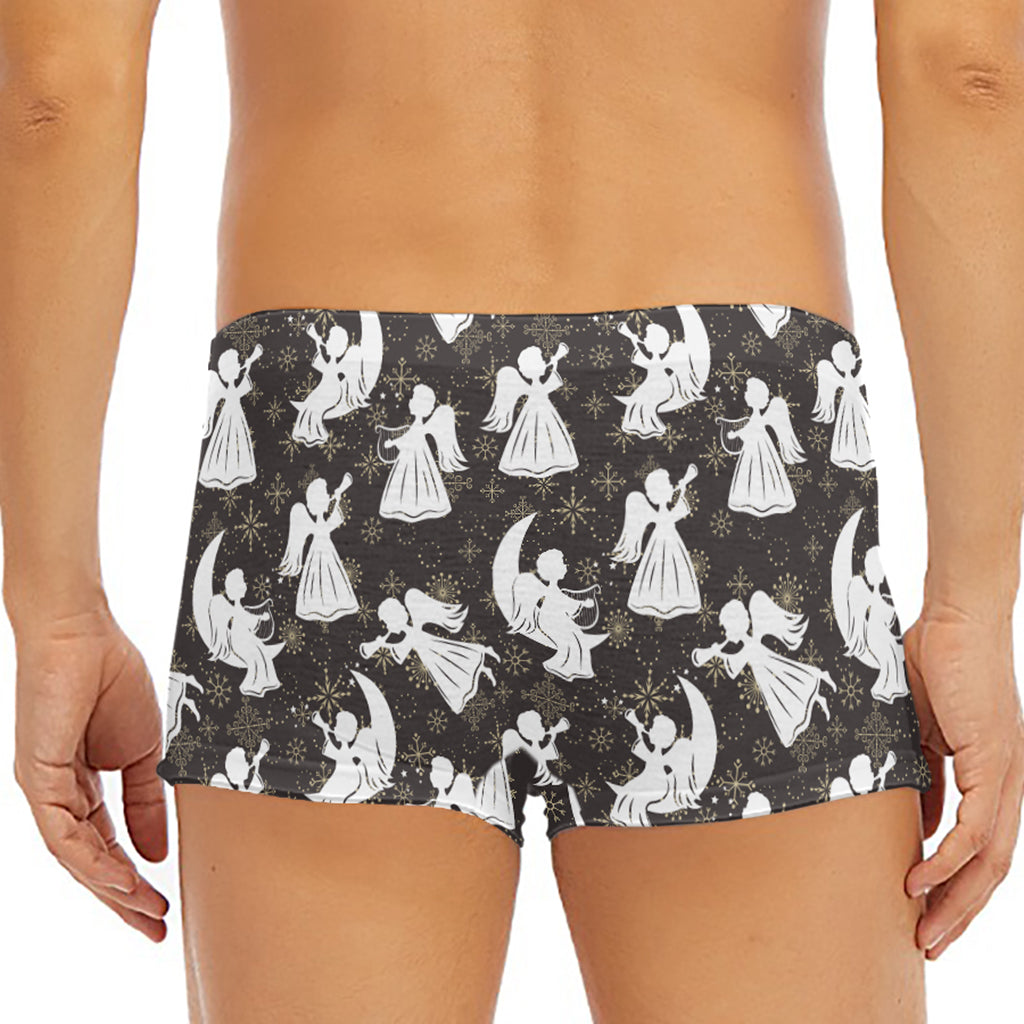 Angel And Snowflake Pattern Print Men's Short Boxer Briefs