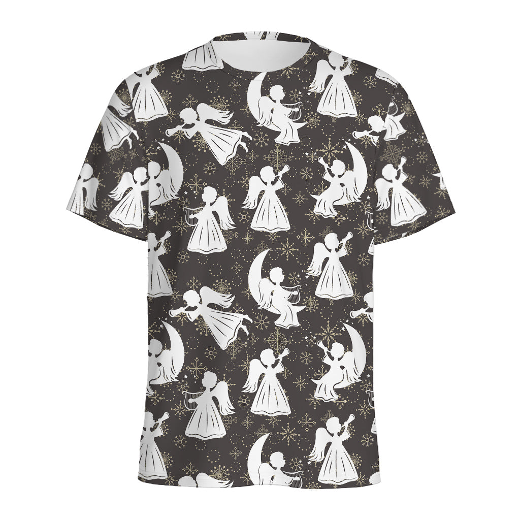 Angel And Snowflake Pattern Print Men's Sports T-Shirt