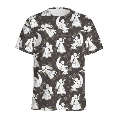 Angel And Snowflake Pattern Print Men's Sports T-Shirt