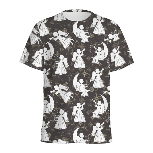 Angel And Snowflake Pattern Print Men's Sports T-Shirt