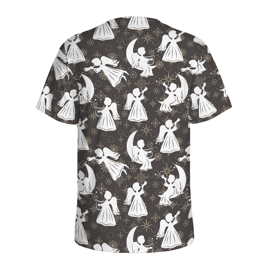Angel And Snowflake Pattern Print Men's Sports T-Shirt