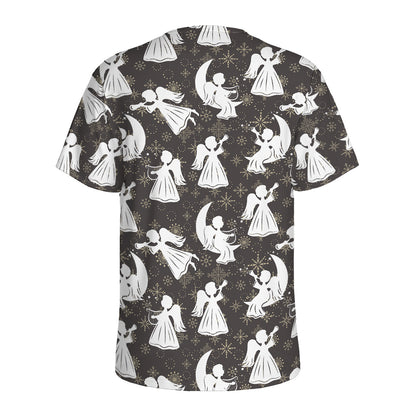 Angel And Snowflake Pattern Print Men's Sports T-Shirt