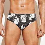 Angel And Snowflake Pattern Print Men's Swim Briefs