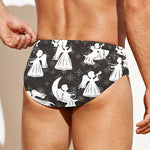 Angel And Snowflake Pattern Print Men's Swim Briefs