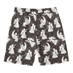 Angel And Snowflake Pattern Print Men's Swim Trunks