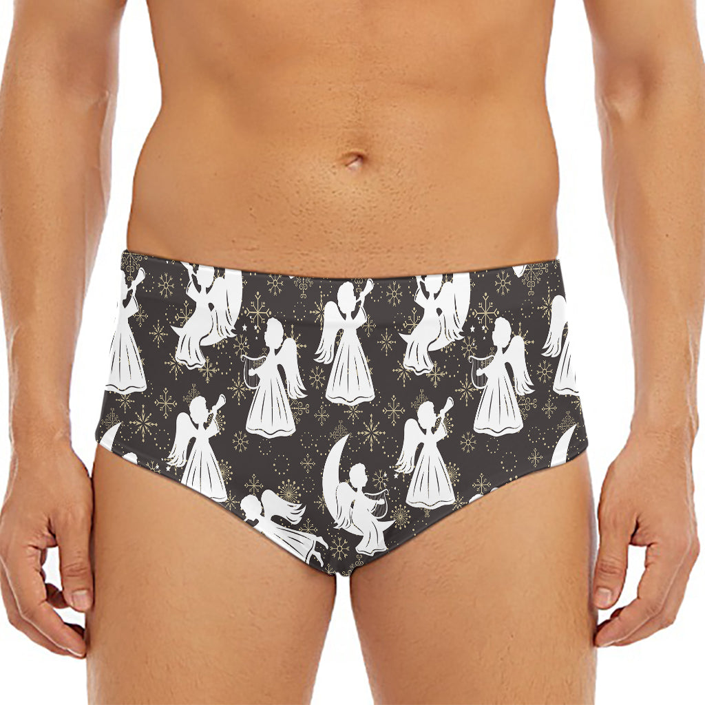 Angel And Snowflake Pattern Print Men's Triangle Swim Briefs