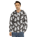 Angel And Snowflake Pattern Print Men's Velvet Pullover Hoodie