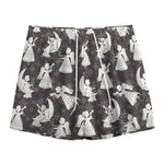 Angel And Snowflake Pattern Print Mesh Shorts