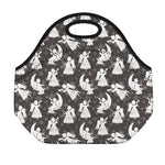 Angel And Snowflake Pattern Print Neoprene Lunch Bag