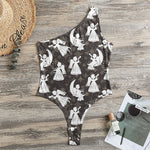 Angel And Snowflake Pattern Print One Shoulder Bodysuit