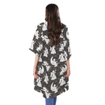 Angel And Snowflake Pattern Print Open Front Beach Cover Up
