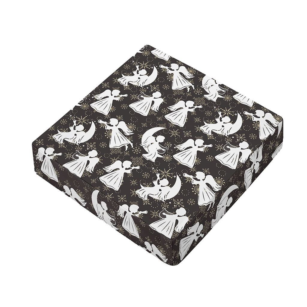 Angel And Snowflake Pattern Print Outdoor Seat Cushion Cover