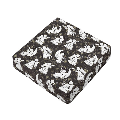 Angel And Snowflake Pattern Print Outdoor Seat Cushion Cover
