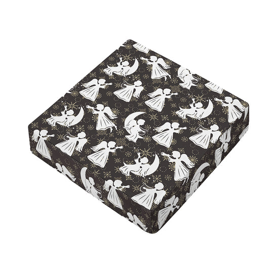 Angel And Snowflake Pattern Print Outdoor Seat Cushion Cover