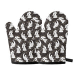 Angel And Snowflake Pattern Print Oven Mitts