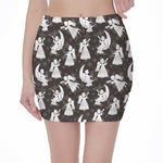 Angel And Snowflake Pattern Print Pencil Mini Skirt