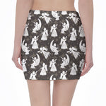 Angel And Snowflake Pattern Print Pencil Mini Skirt