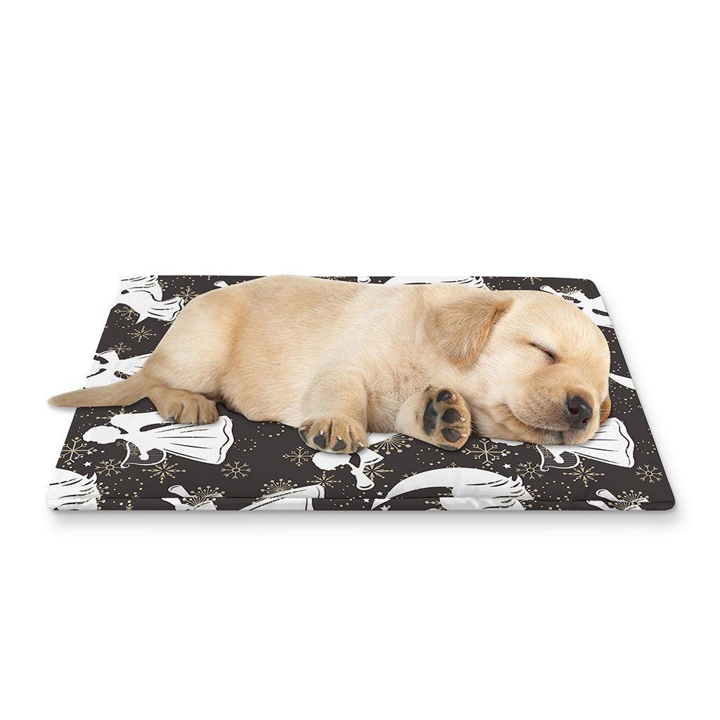 Angel And Snowflake Pattern Print Pet Cooling Mat Cover
