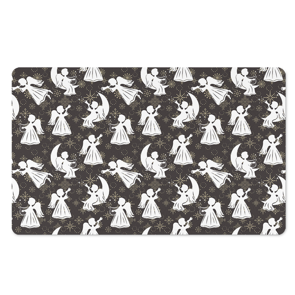 Angel And Snowflake Pattern Print Polyester Doormat