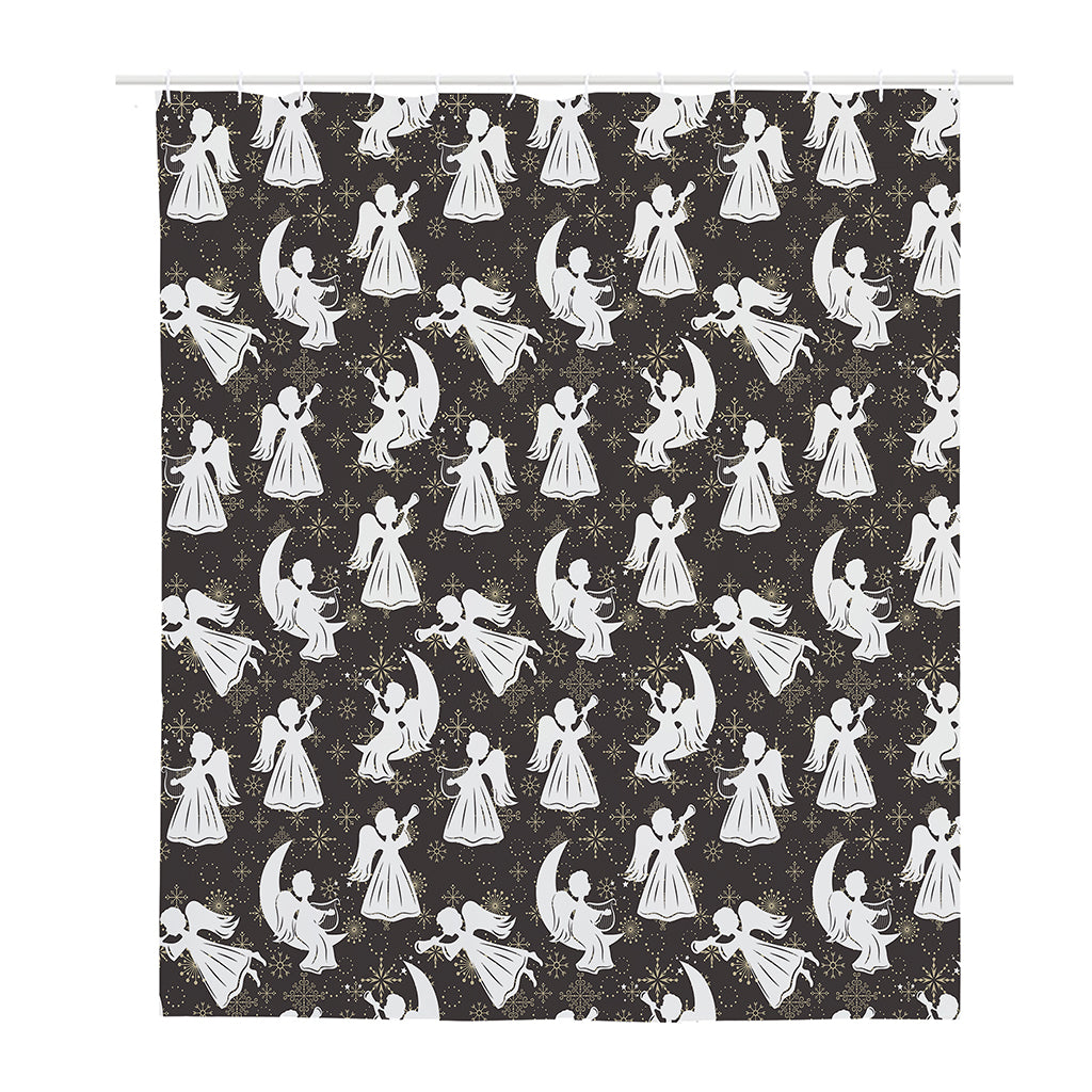 Angel And Snowflake Pattern Print Polyester Shower Curtain