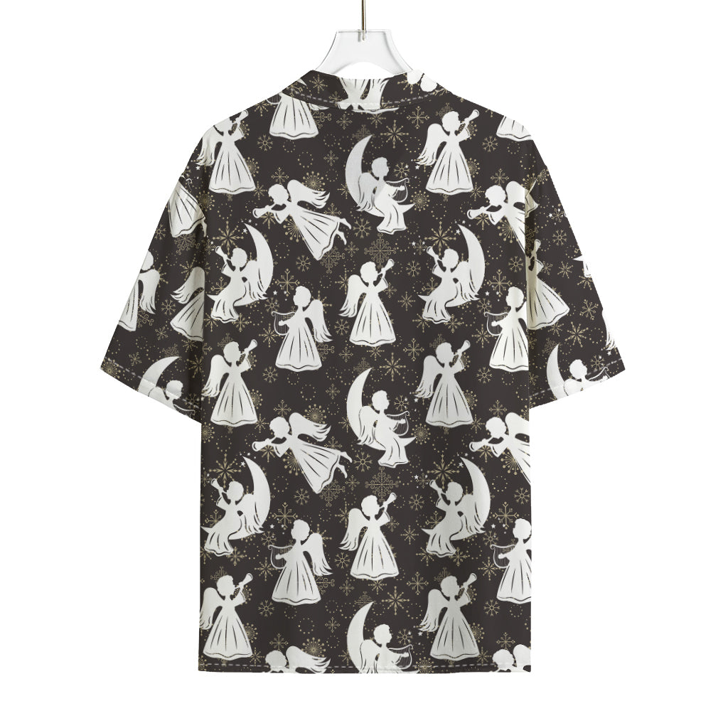 Angel And Snowflake Pattern Print Rayon Hawaiian Shirt