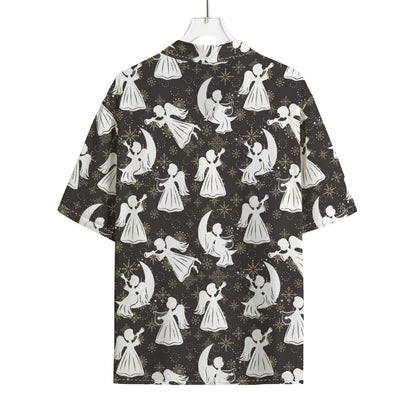 Angel And Snowflake Pattern Print Rayon Hawaiian Shirt