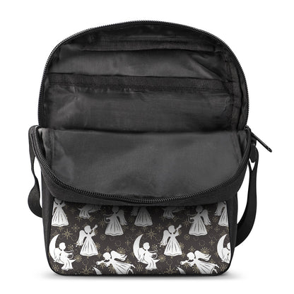 Angel And Snowflake Pattern Print Rectangular Crossbody Bag
