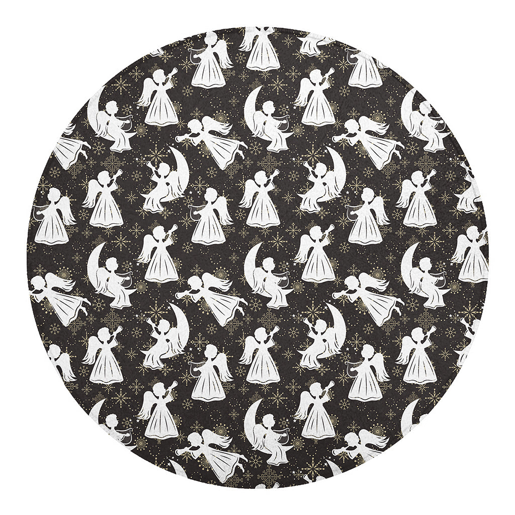 Angel And Snowflake Pattern Print Round Blanket
