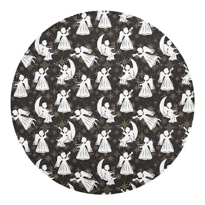 Angel And Snowflake Pattern Print Round Blanket