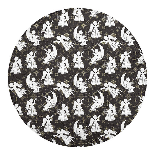 Angel And Snowflake Pattern Print Round Blanket