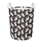Angel And Snowflake Pattern Print Round Laundry Basket