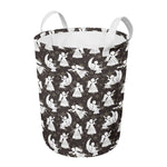 Angel And Snowflake Pattern Print Round Laundry Basket