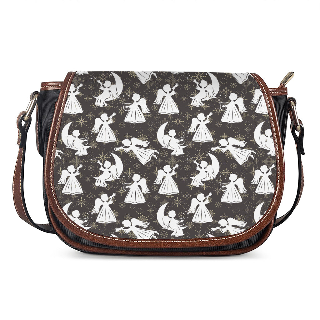Angel And Snowflake Pattern Print Saddle Bag
