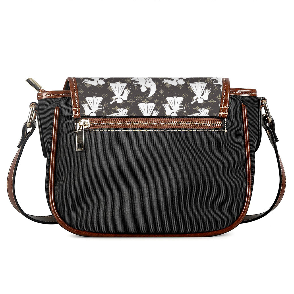 Angel And Snowflake Pattern Print Saddle Bag