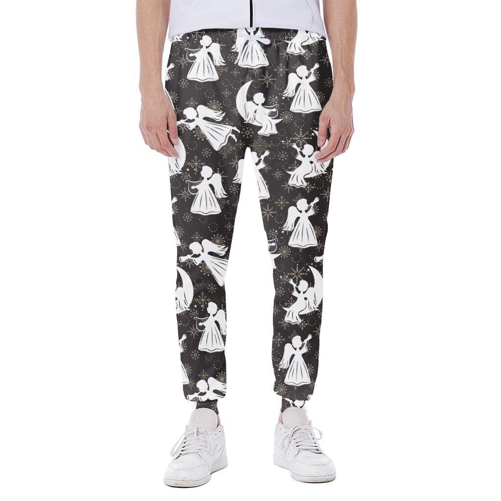 Angel And Snowflake Pattern Print Scuba Joggers