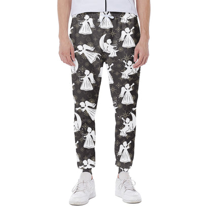 Angel And Snowflake Pattern Print Scuba Joggers