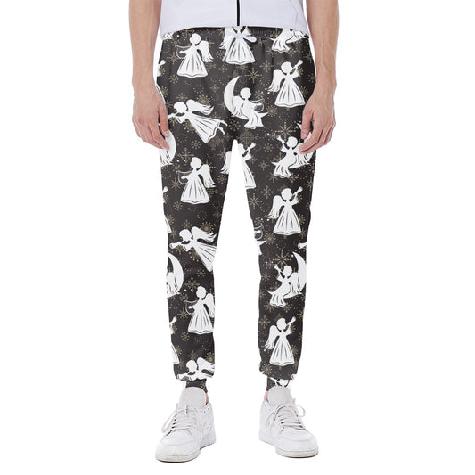 Angel And Snowflake Pattern Print Scuba Joggers