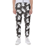 Angel And Snowflake Pattern Print Scuba Joggers