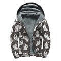 Angel And Snowflake Pattern Print Sherpa Lined Zip Up Hoodie