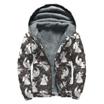 Angel And Snowflake Pattern Print Sherpa Lined Zip Up Hoodie