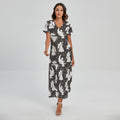 Angel And Snowflake Pattern Print Short Sleeve Maxi Dress