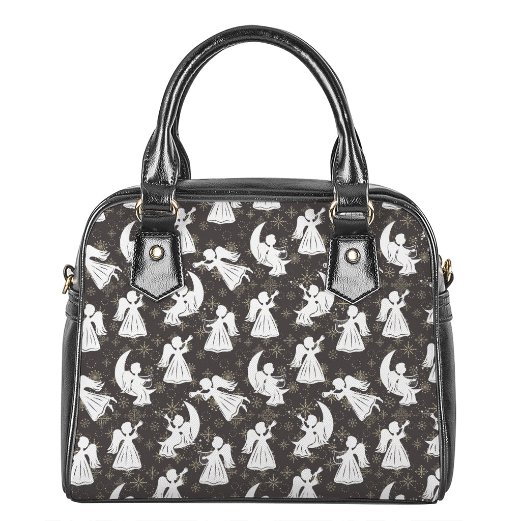 Angel And Snowflake Pattern Print Shoulder Handbag