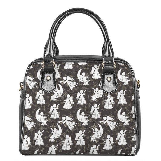 Angel And Snowflake Pattern Print Shoulder Handbag