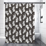 Angel And Snowflake Pattern Print Shower Curtain