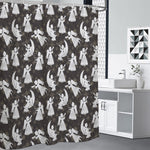 Angel And Snowflake Pattern Print Shower Curtain