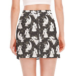 Angel And Snowflake Pattern Print Side Slit Mini Skirt