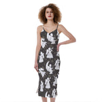 Angel And Snowflake Pattern Print Slim Fit Midi Cami Dress